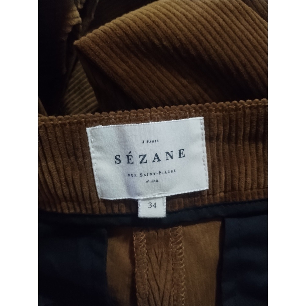 Sezane Martin High Rise Wide Leg Trouser Corduroy Pants Womens 2 In Moka Boho - Picture 6 of 8
